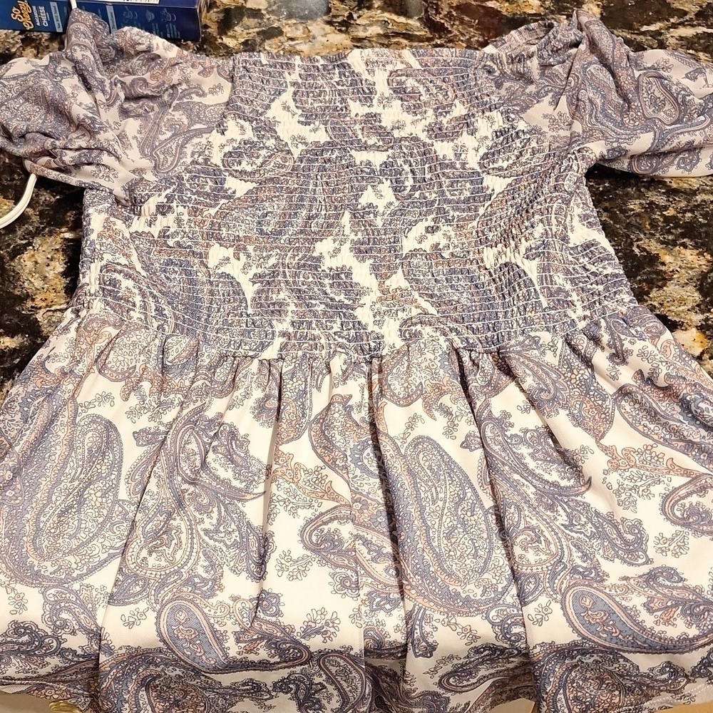 R womens Cato paisley stretch lined 1/2 sleeve regular size top XL - Picture 2 of 4